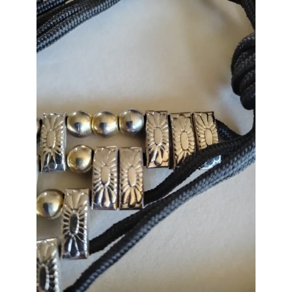 Vintage Two Tone Metal Bead Belt Necklace 22